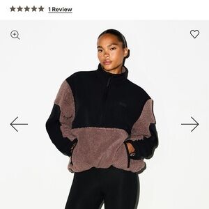 SKIMS Black and Brown Teddy Jacket TEDDY OVERSIZED HALF ZIP UP PULLOVER